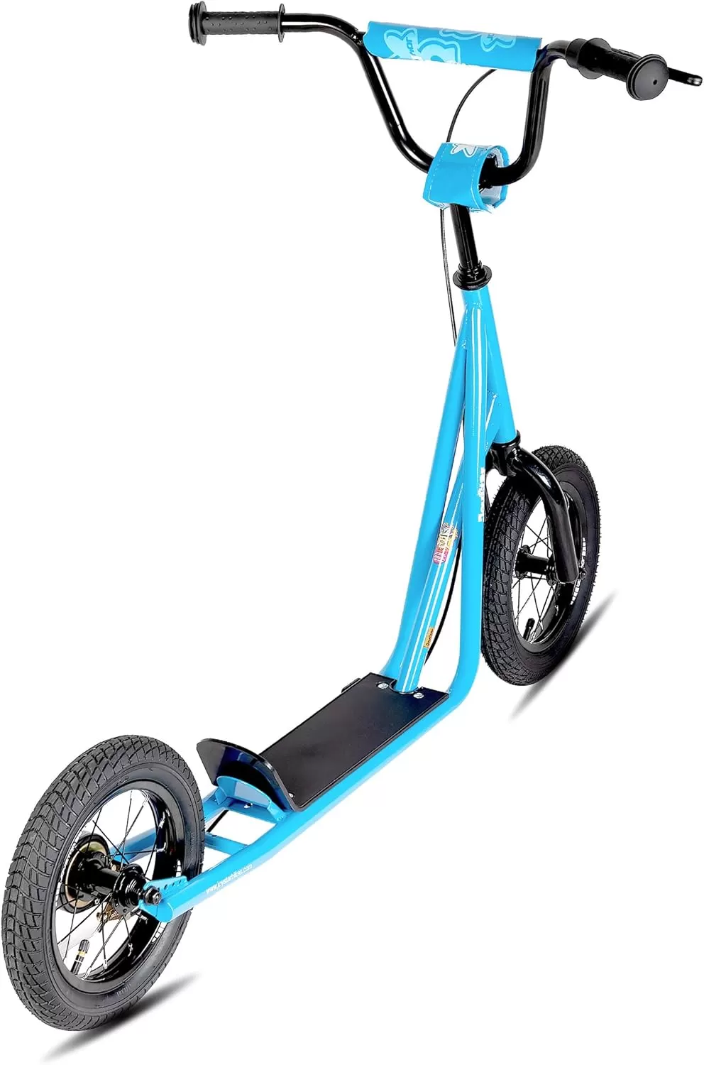 imageJOYSTAR Kick Scooter for Ages 59 Years Old Boys Girls 12 Inch Big Wheels Scooters for Kids Teens and Adults Rear Brake and Adjustable Handlebar Kids ScooterBlue