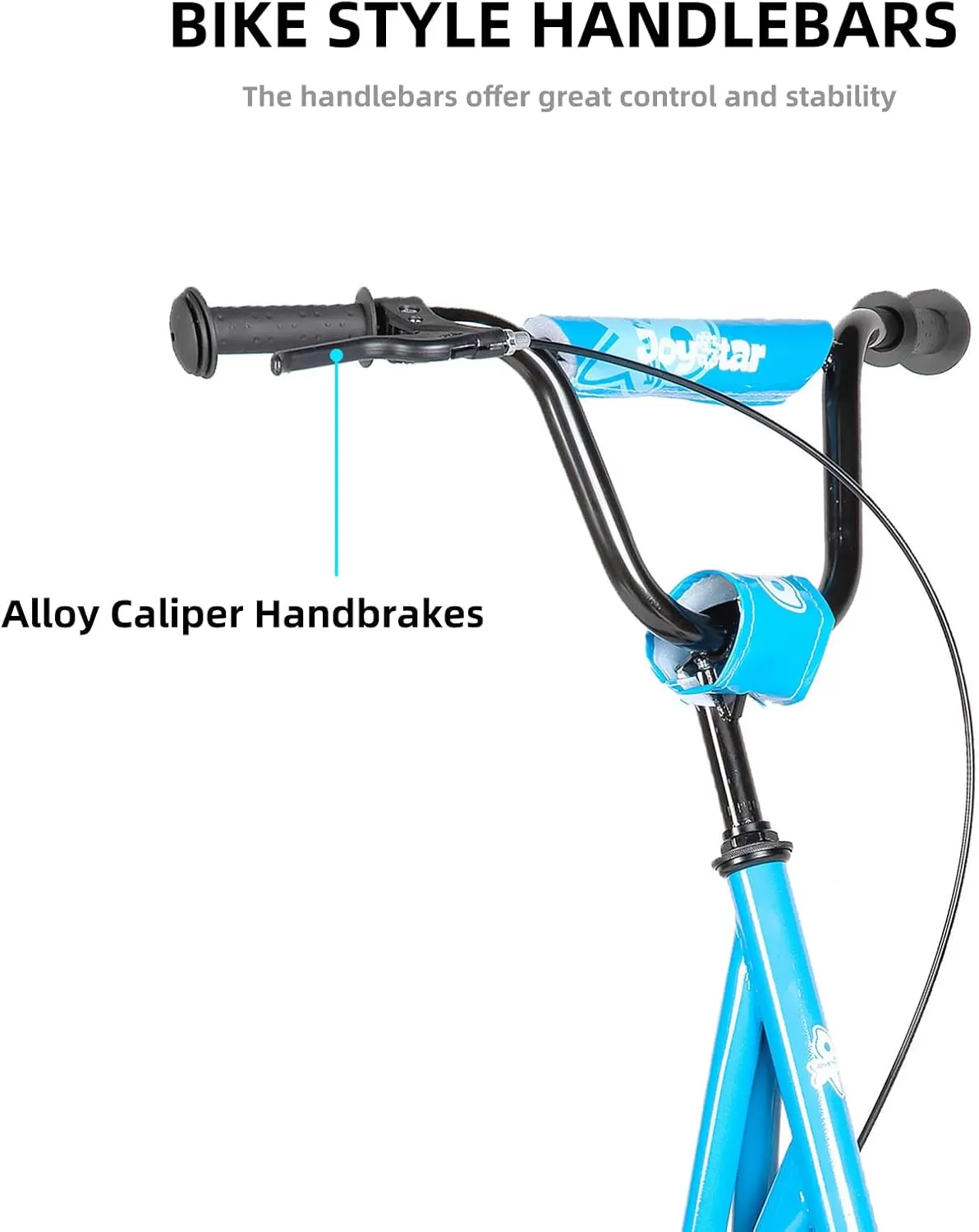 imageJOYSTAR Kick Scooter for Ages 59 Years Old Boys Girls 12 Inch Big Wheels Scooters for Kids Teens and Adults Rear Brake and Adjustable Handlebar Kids ScooterBlue