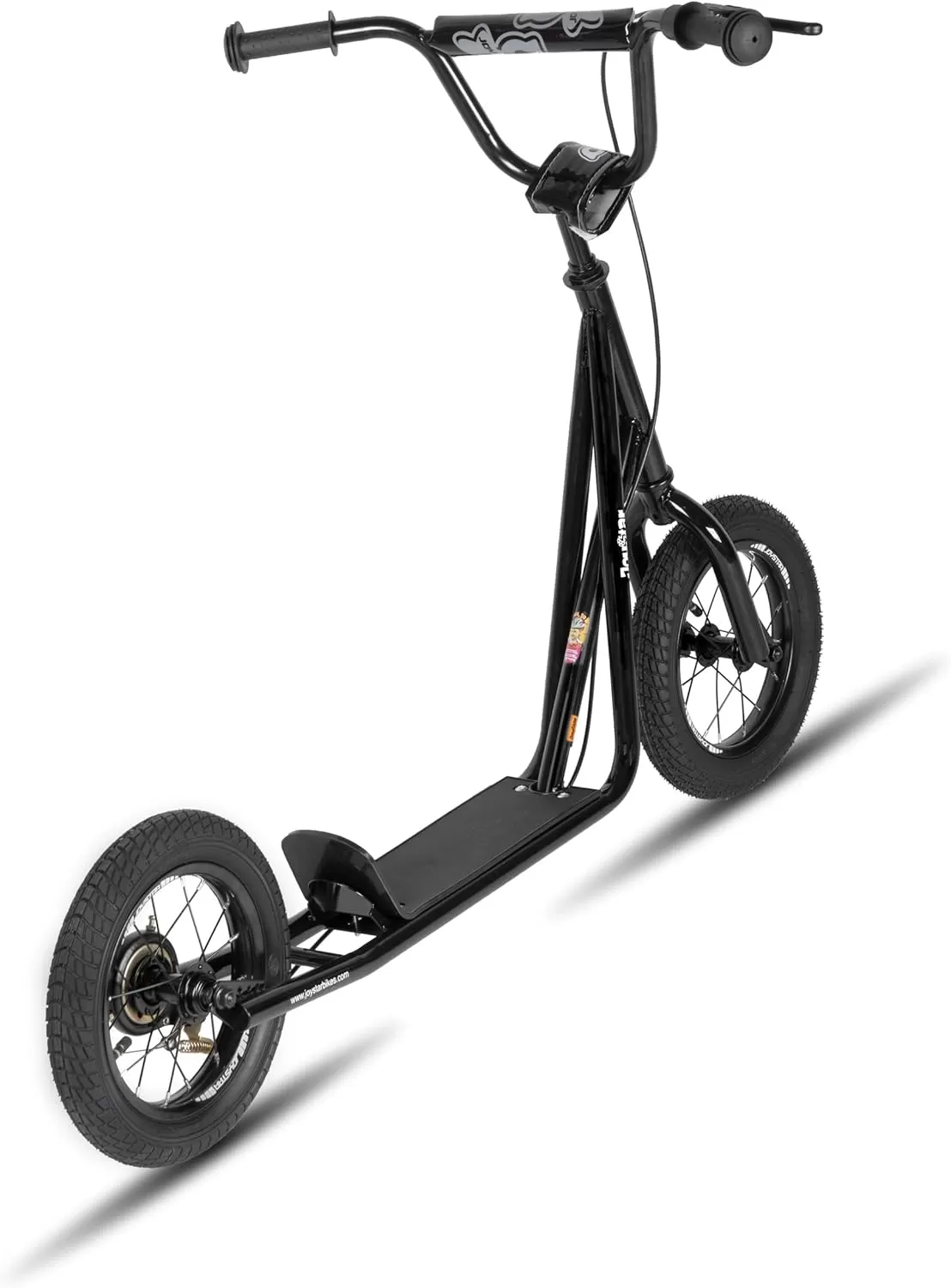 imageJOYSTAR Kick Scooter for Ages 59 Years Old Boys Girls 12 Inch Big Wheels Scooters for Kids Teens and Adults Rear Brake and Adjustable Handlebar Kids ScooterBlack