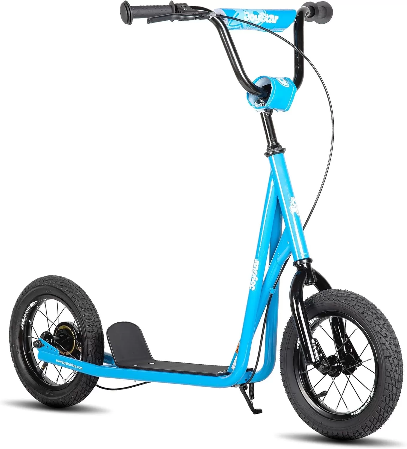imageJOYSTAR Kick Scooter for Ages 59 Years Old Boys Girls 12 Inch Big Wheels Scooters for Kids Teens and Adults Rear Brake and Adjustable Handlebar Kids ScooterBlue