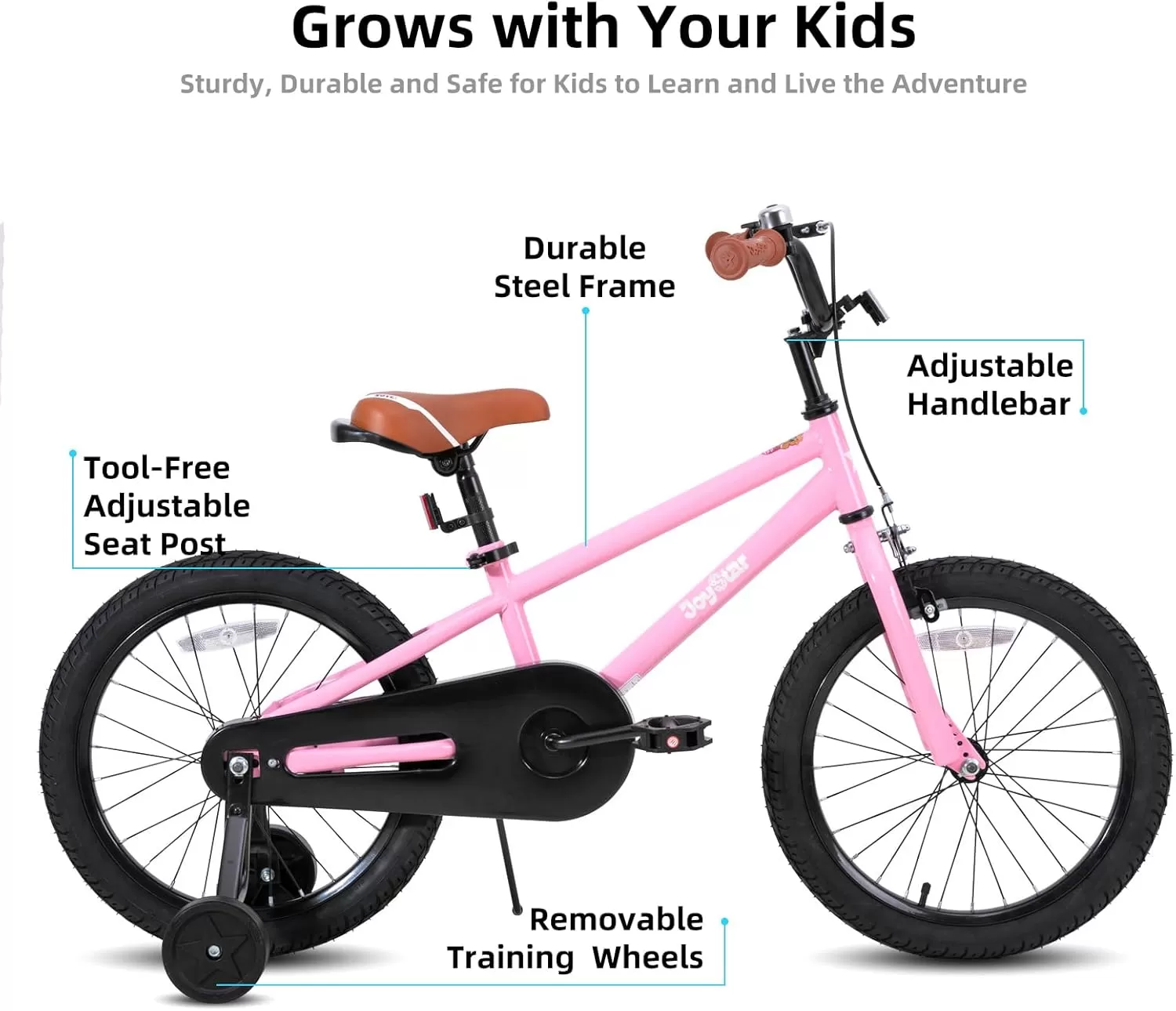 imageJOYSTAR Kids Bike for Ages 212 Years Old Boys Girls 1220 Inch BMX Style Kids Bikes with Training Wheels Children Bicycle for Kids and Toddler Multiple ColorsPink