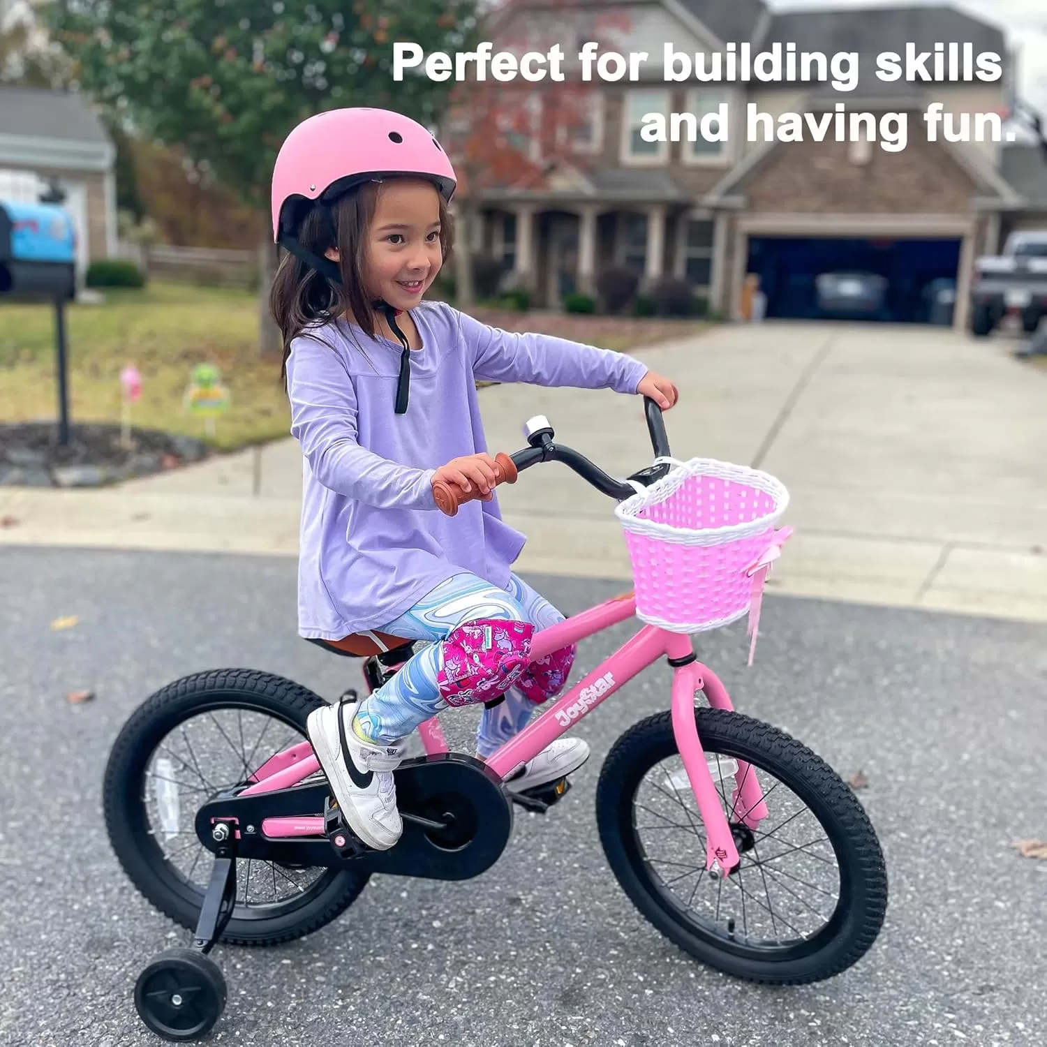 imageJOYSTAR Kids Bike for Ages 212 Years Old Boys Girls 1220 Inch BMX Style Kids Bikes with Training Wheels Children Bicycle for Kids and Toddler Multiple ColorsPink
