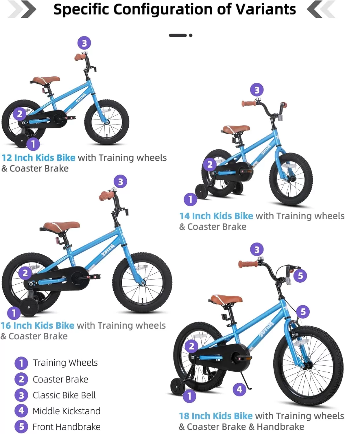 imageJOYSTAR Kids Bike for Ages 212 Years Old Boys Girls 1220 Inch BMX Style Kids Bikes with Training Wheels Children Bicycle for Kids and Toddler Multiple ColorsBlue