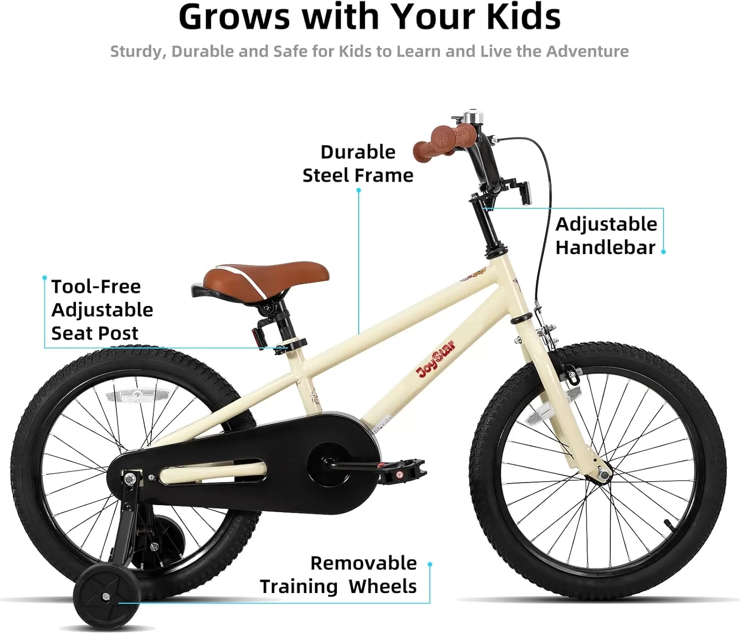 imageJOYSTAR Kids Bike for Ages 212 Years Old Boys Girls 1220 Inch BMX Style Kids Bikes with Training Wheels Children Bicycle for Kids and Toddler Multiple ColorsIvory