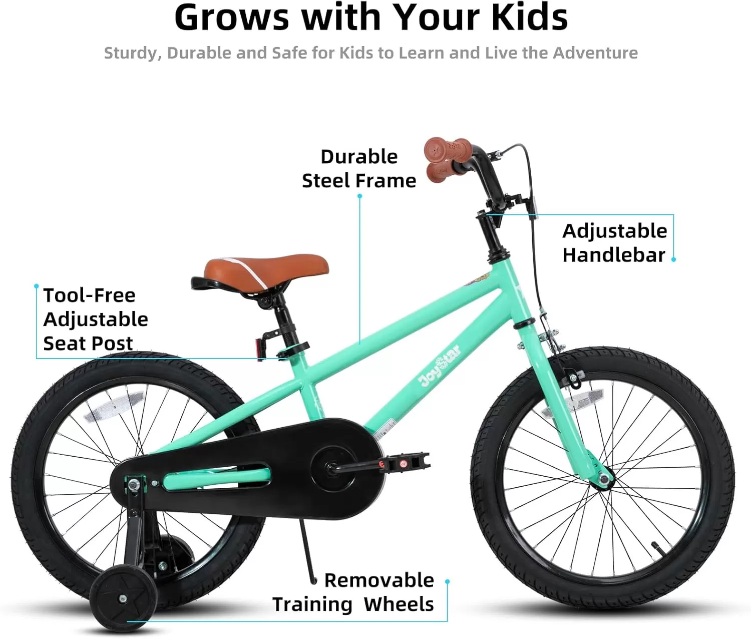 imageJOYSTAR Kids Bike for Ages 212 Years Old Boys Girls 1220 Inch BMX Style Kids Bikes with Training Wheels Children Bicycle for Kids and Toddler Multiple ColorsMint Green