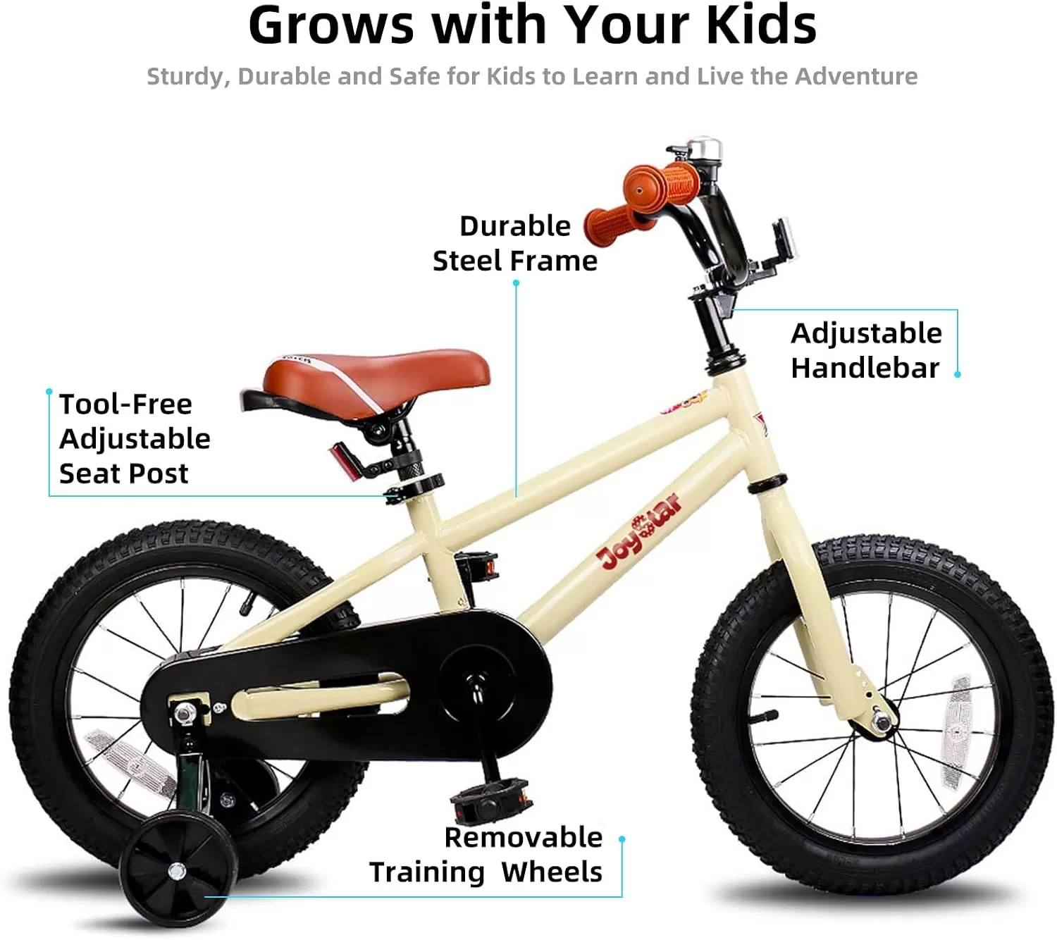 imageJOYSTAR Kids Bike for Ages 212 Years Old Boys Girls 1220 Inch BMX Style Kids Bikes with Training Wheels Children Bicycle for Kids and Toddler Multiple ColorsIvory