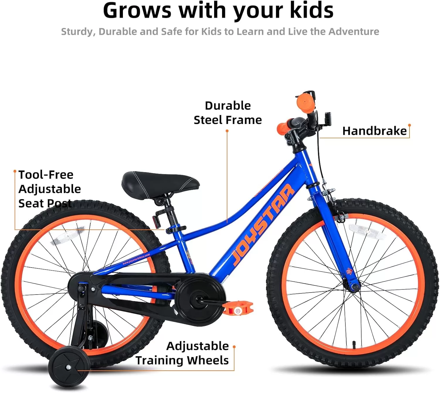 imageJOYSTAR NEO 20 Inch Kids Bike for Ages 610 Years Old Boys ampamp Girls 20 Inch Wheels Kids Mountain Bike with Training Wheels ampamp Handbrake Kids Bicycles Multiple ColorsBlue