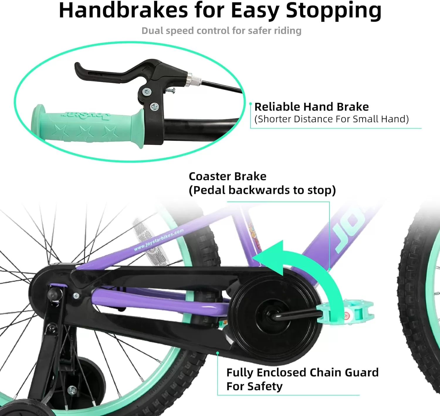imageJOYSTAR NEO 20 Inch Kids Bike for Ages 610 Years Old Boys ampamp Girls 20 Inch Wheels Kids Mountain Bike with Training Wheels ampamp Handbrake Kids Bicycles Multiple ColorsPurple