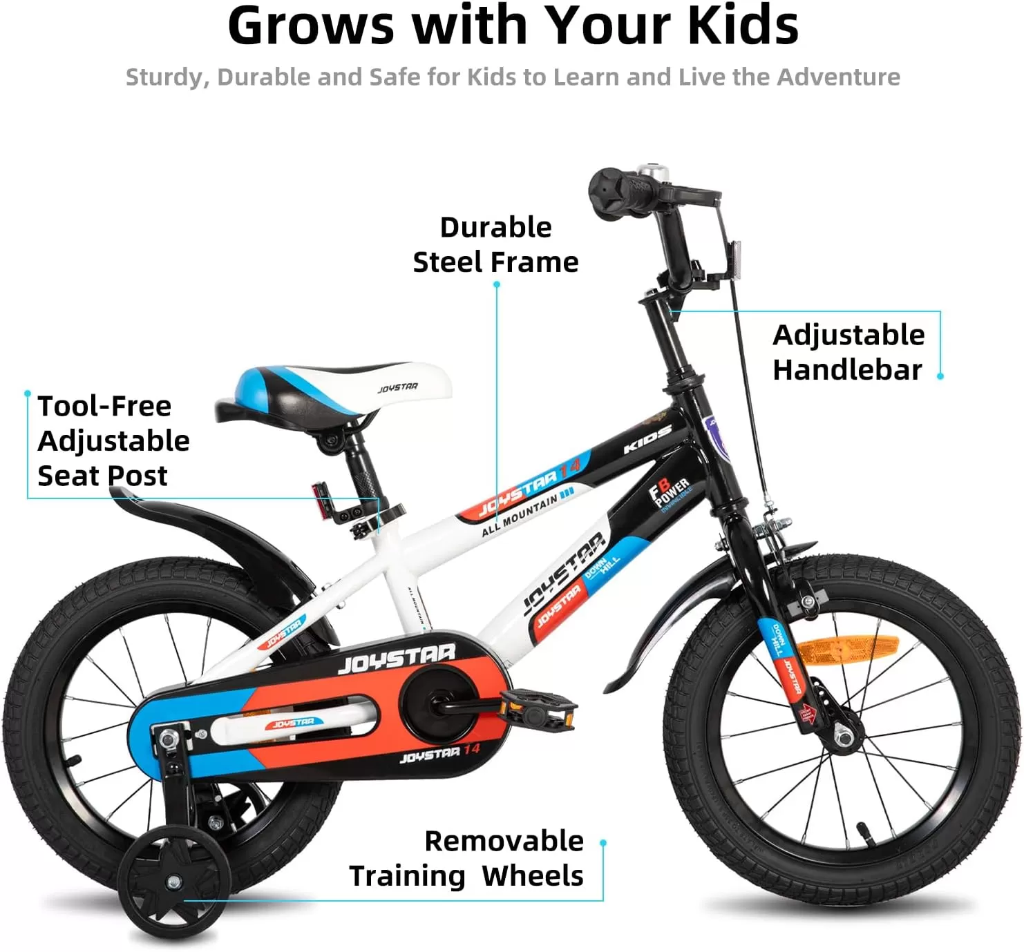 imageJOYSTAR New Berry Kids Bike for Boys and Girls Ages 312 Years Old 12 14 16 Inch Kids Bicycles with Training Wheels 20 Inch Bike with Kickstand Multiple ColorsWhite
