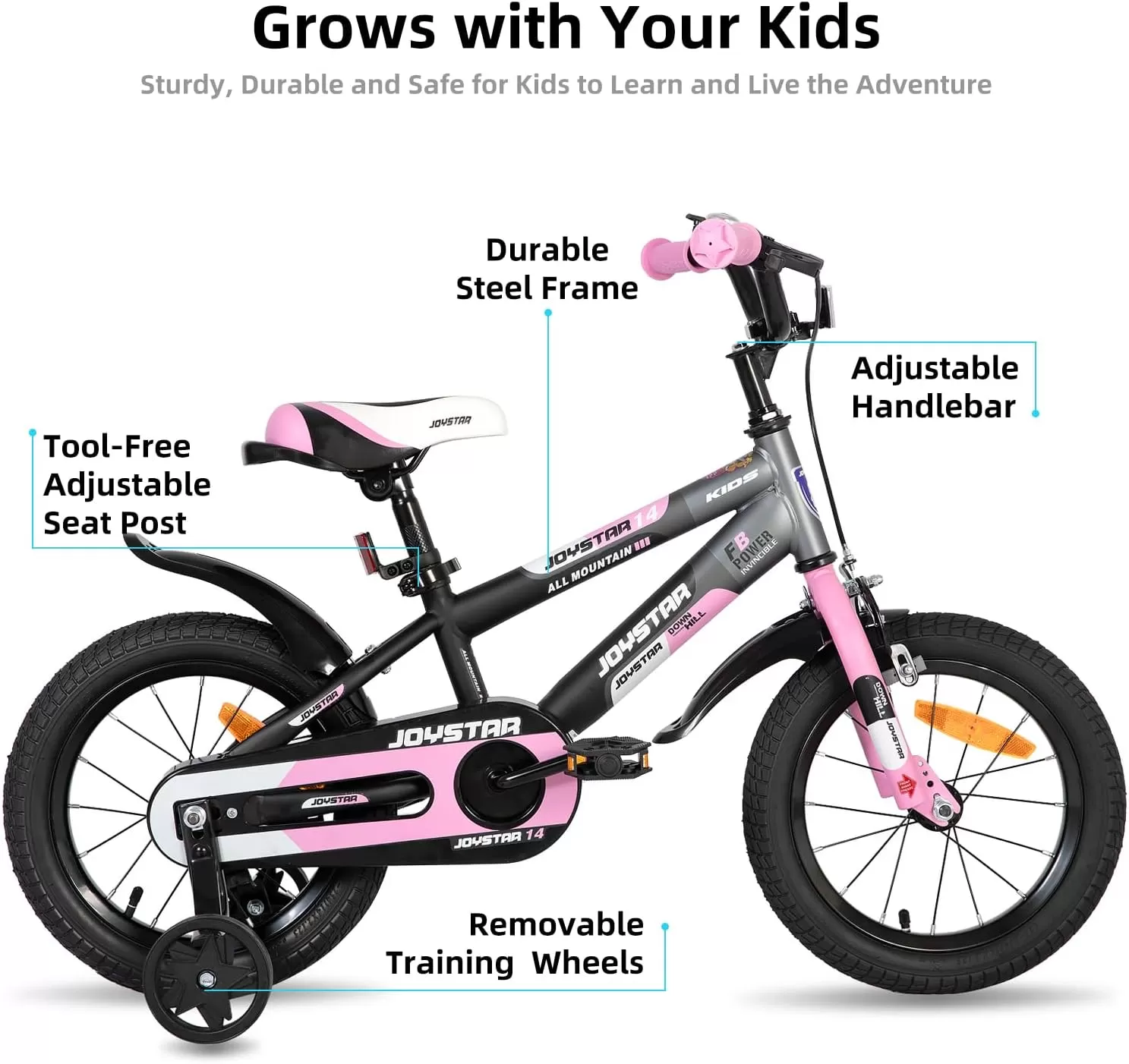 imageJOYSTAR New Berry Kids Bike for Boys and Girls Ages 312 Years Old 12 14 16 Inch Kids Bicycles with Training Wheels 20 Inch Bike with Kickstand Multiple ColorsPink