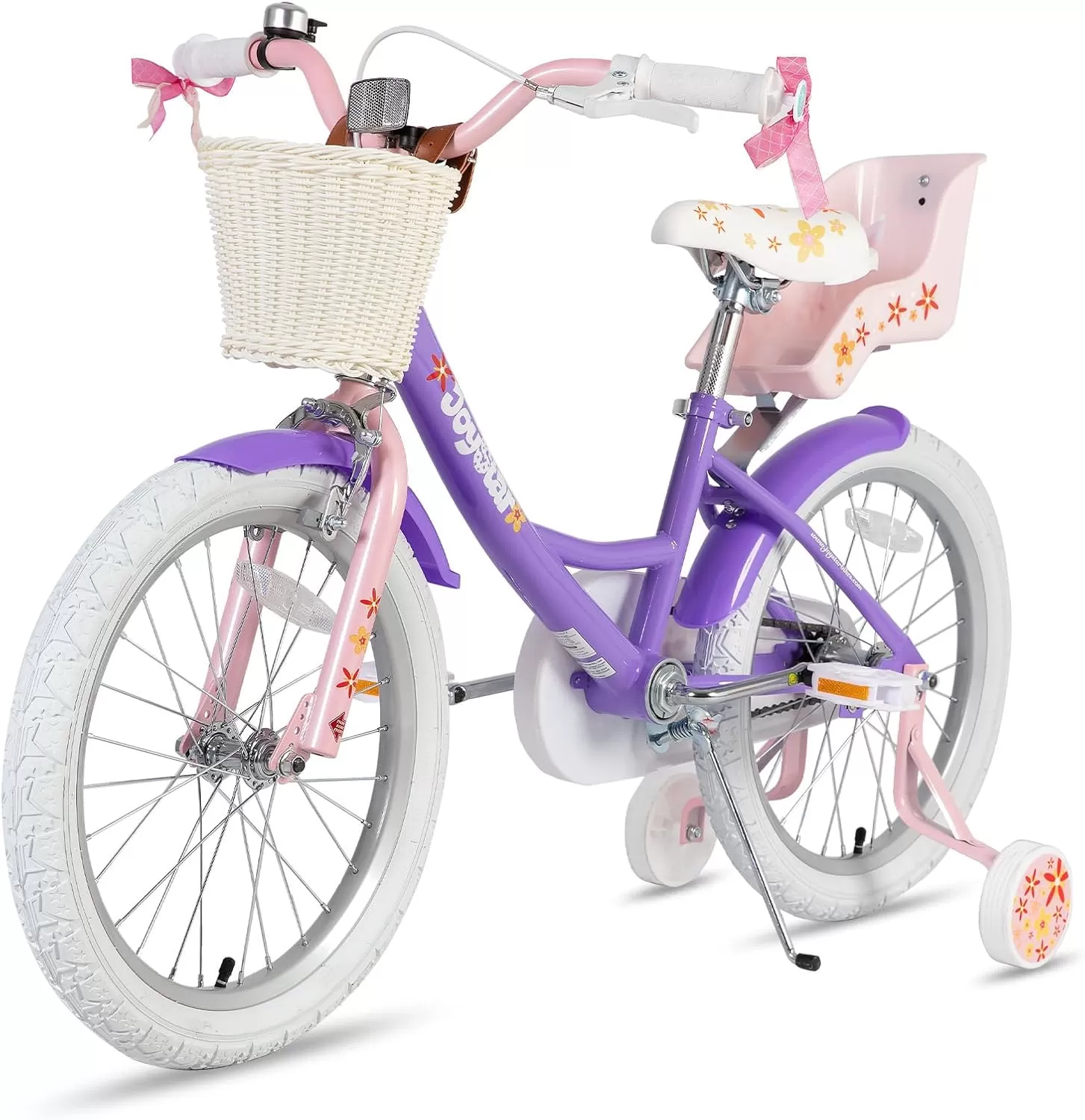 imageJOYSTAR Unicorn Kids Bike for Girls Ages 29 Years Old 12 14 16 18 Inch Kids Bike with Training Wheels Doll Seat Streamers and Basket Toddler Girls Bike Multiple ColorsPurple