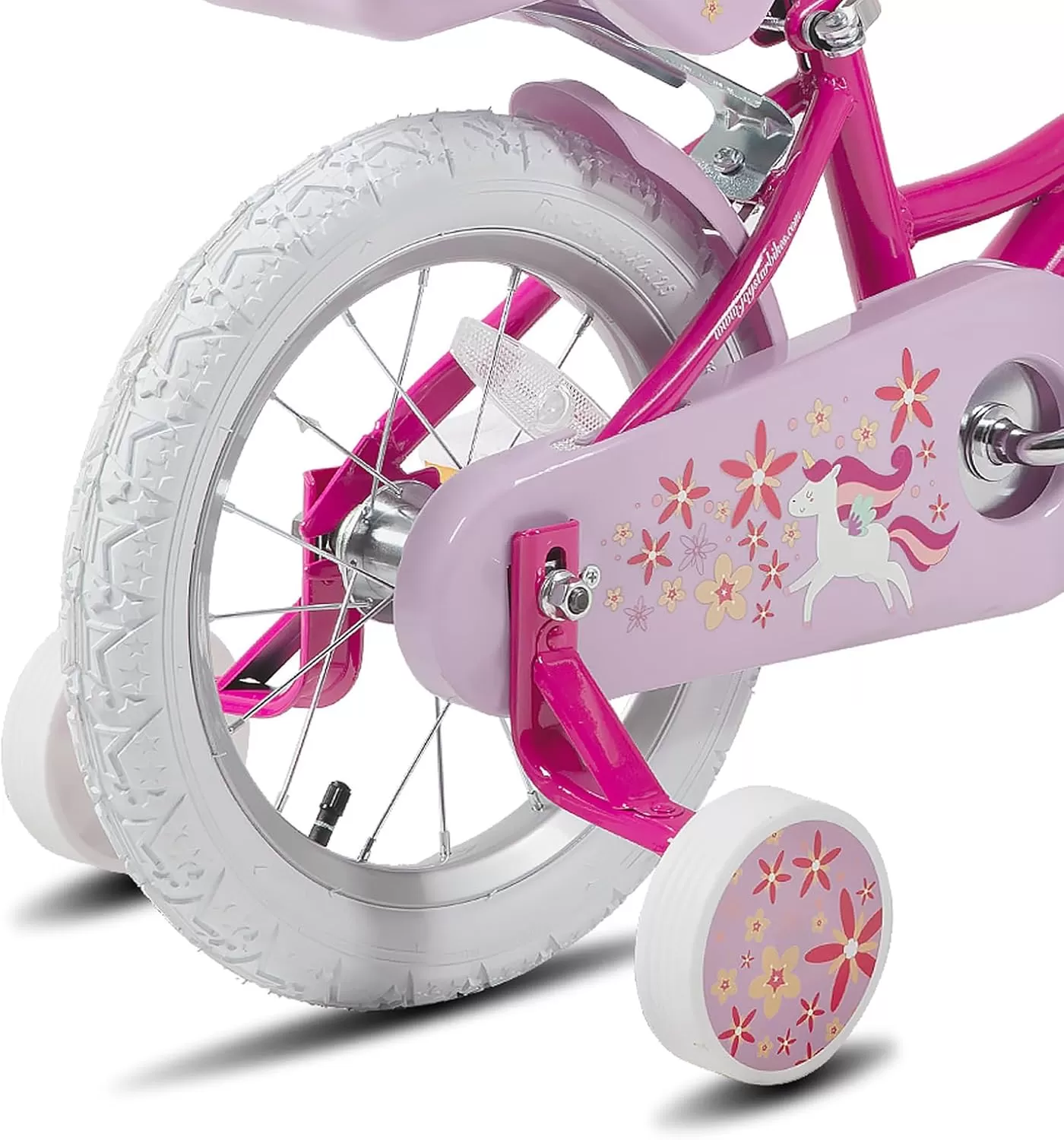 imageJOYSTAR Unicorn Kids Bike for Girls Ages 29 Years Old 12 14 16 18 Inch Kids Bike with Training Wheels Doll Seat Streamers and Basket Toddler Girls Bike Multiple ColorsFuchsia