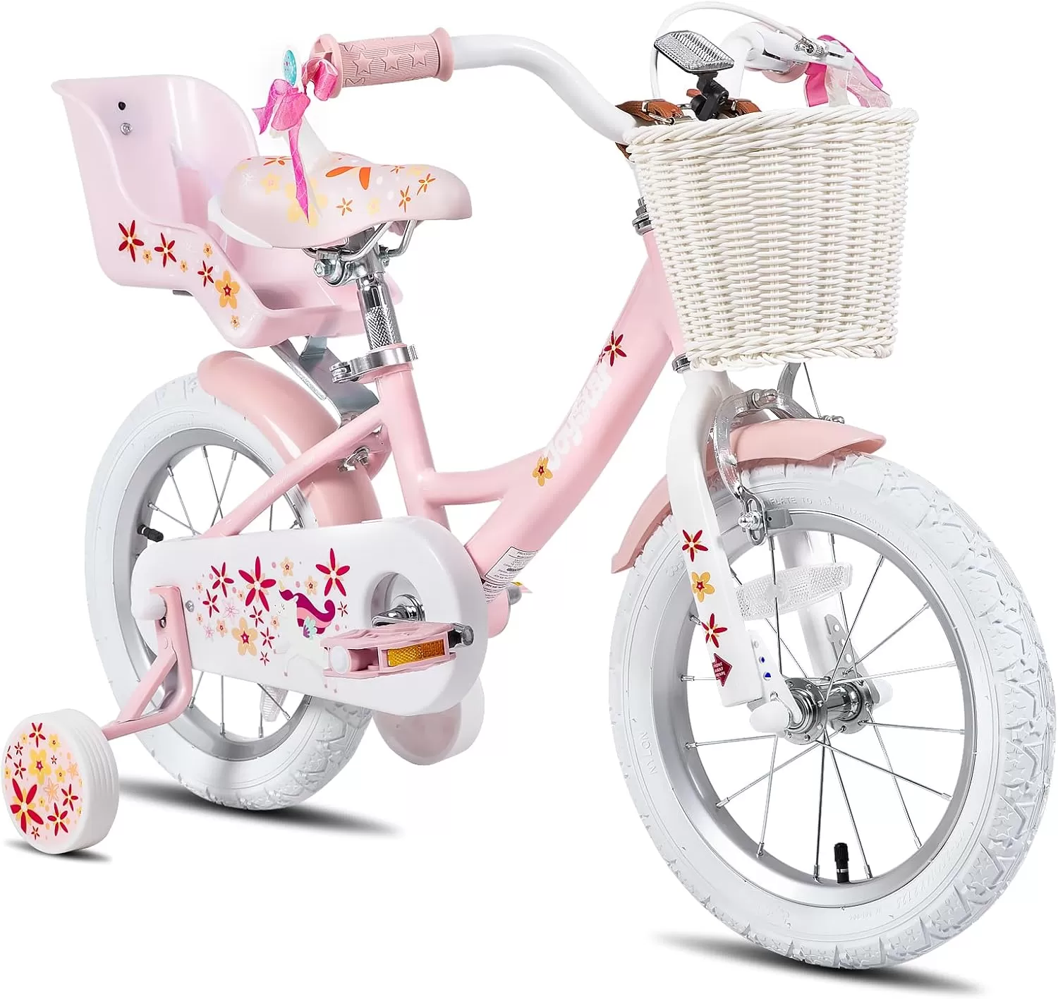imageJOYSTAR Unicorn Kids Bike for Girls Ages 29 Years Old 12 14 16 18 Inch Kids Bike with Training Wheels Doll Seat Streamers and Basket Toddler Girls Bike Multiple ColorsPink