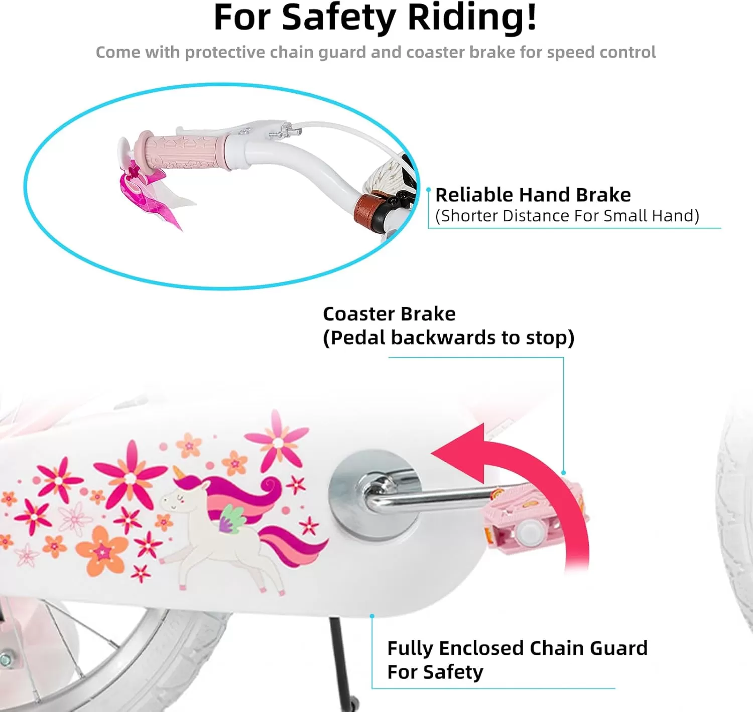 imageJOYSTAR Unicorn Kids Bike for Girls Ages 29 Years Old 12 14 16 18 Inch Kids Bike with Training Wheels Doll Seat Streamers and Basket Toddler Girls Bike Multiple ColorsPink