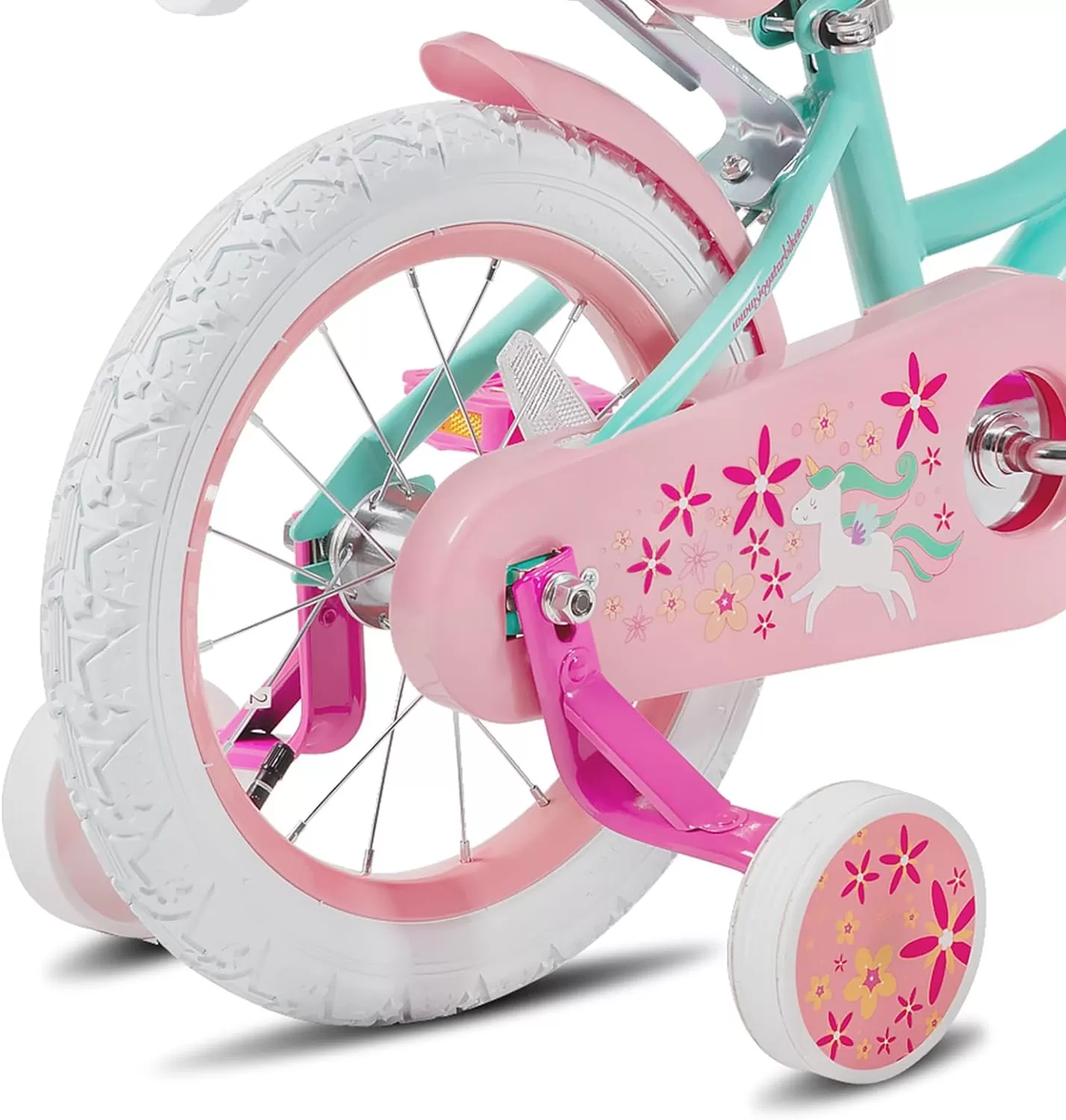 imageJOYSTAR Unicorn Kids Bike for Girls Ages 29 Years Old 12 14 16 18 Inch Kids Bike with Training Wheels Doll Seat Streamers and Basket Toddler Girls Bike Multiple ColorsGreen