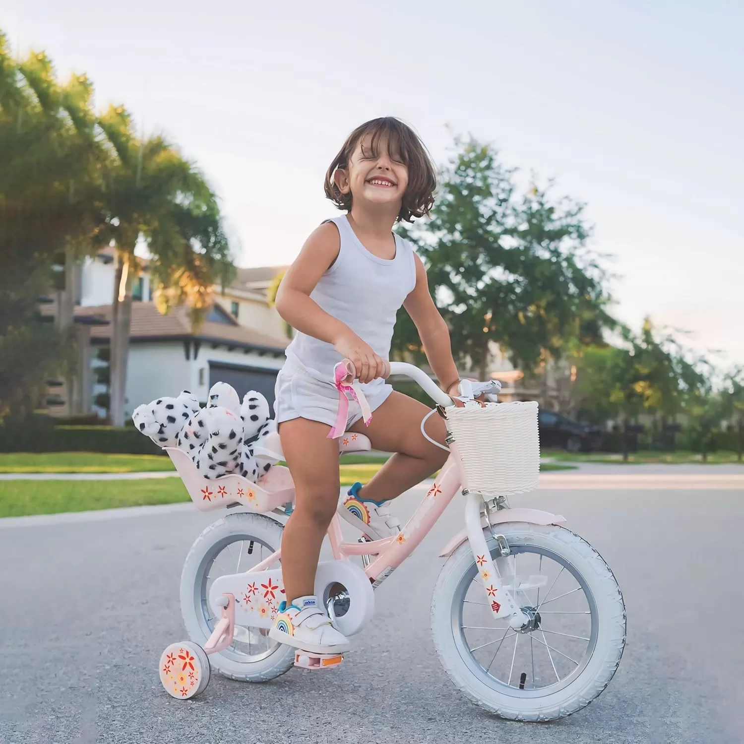 imageJOYSTAR Unicorn Kids Bike for Girls Ages 29 Years Old 12 14 16 18 Inch Kids Bike with Training Wheels Doll Seat Streamers and Basket Toddler Girls Bike Multiple ColorsPink