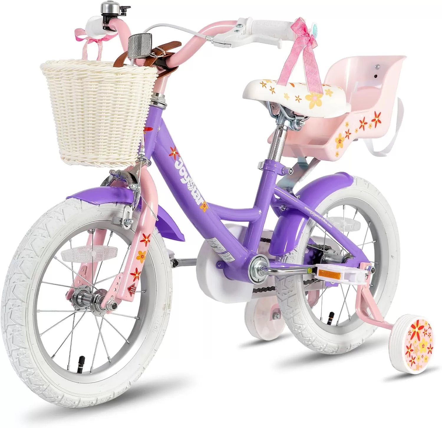 imageJOYSTAR Unicorn Kids Bike for Girls Ages 29 Years Old 12 14 16 18 Inch Kids Bike with Training Wheels Doll Seat Streamers and Basket Toddler Girls Bike Multiple ColorsPurple