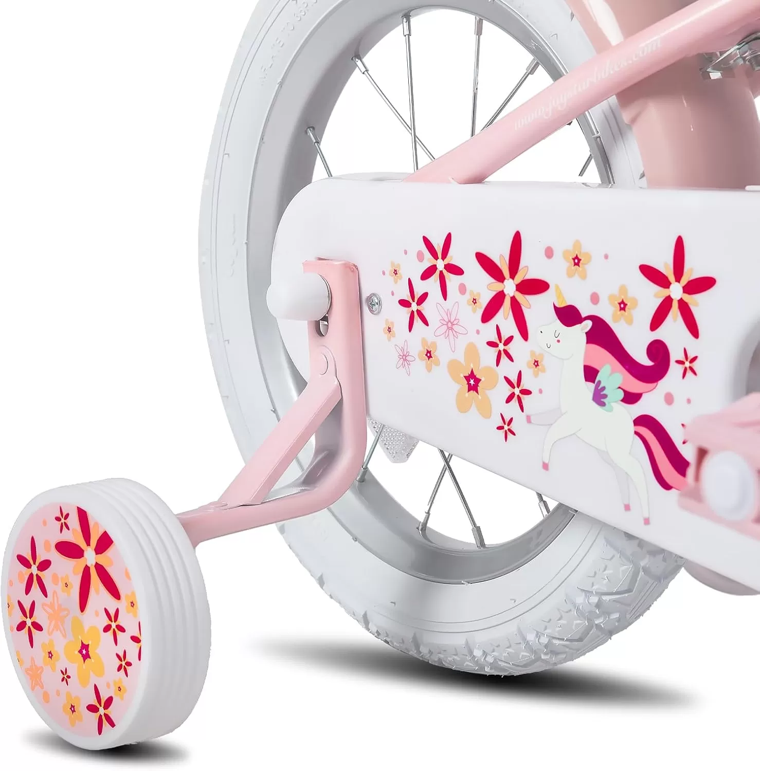imageJOYSTAR Unicorn Kids Bike for Girls Ages 29 Years Old 12 14 16 18 Inch Kids Bike with Training Wheels Doll Seat Streamers and Basket Toddler Girls Bike Multiple ColorsPink