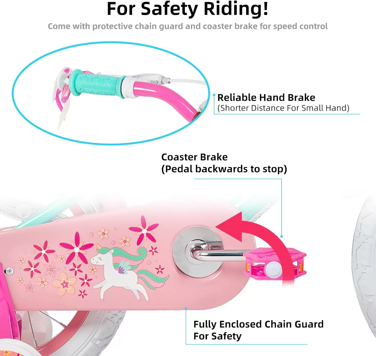 imageJOYSTAR Unicorn Kids Bike for Girls Ages 29 Years Old 12 14 16 18 Inch Kids Bike with Training Wheels Doll Seat Streamers and Basket Toddler Girls Bike Multiple ColorsGreen