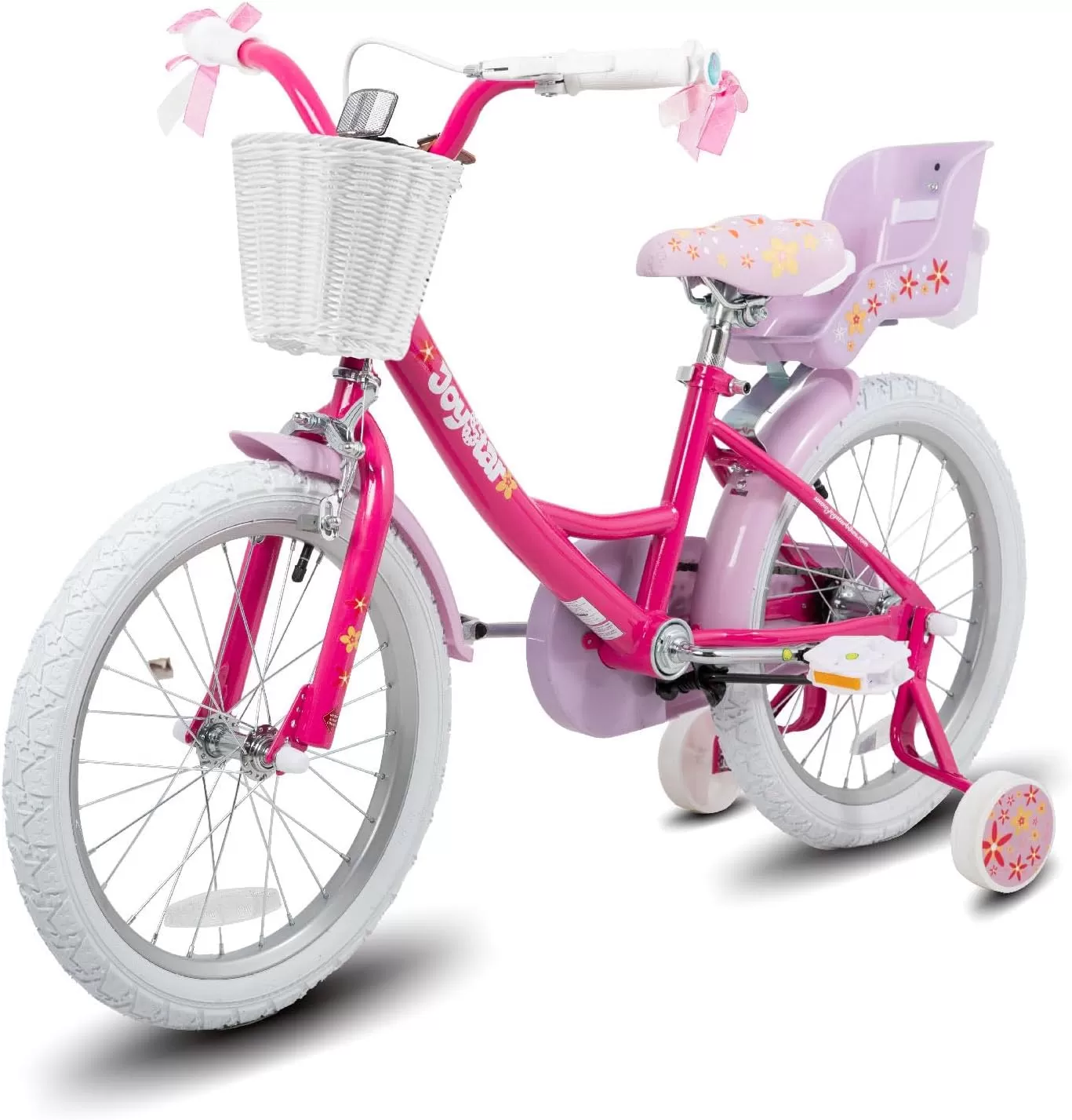 imageJOYSTAR Unicorn Kids Bike for Girls Ages 29 Years Old 12 14 16 18 Inch Kids Bike with Training Wheels Doll Seat Streamers and Basket Toddler Girls Bike Multiple ColorsFuchsia