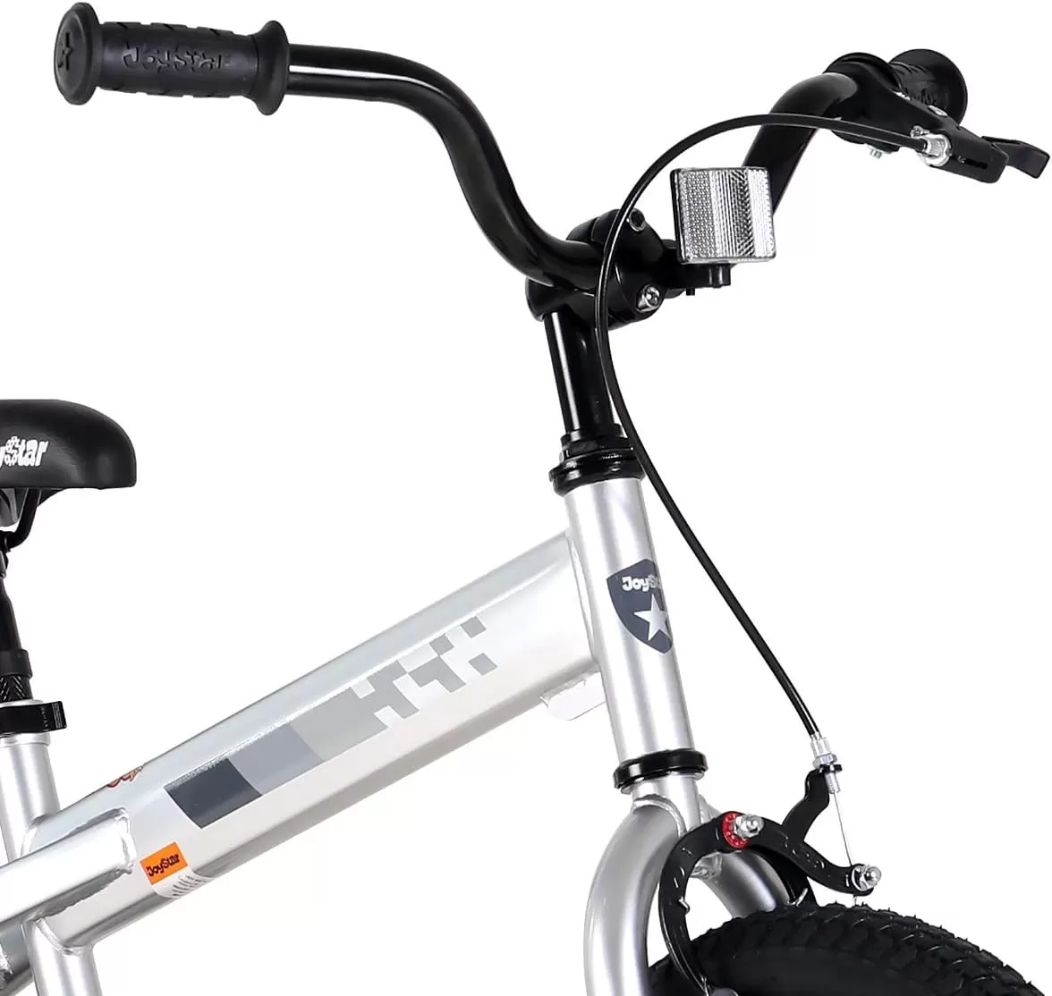 imageJOYSTAR Whizz Kids Bike 12 14 16 18 Inch Kids Bicycle for Toddler and Kids Ages 29 Years Old BMX Style Boys Bike with Training Wheels Children Bicycles Multiple ColorsSilver