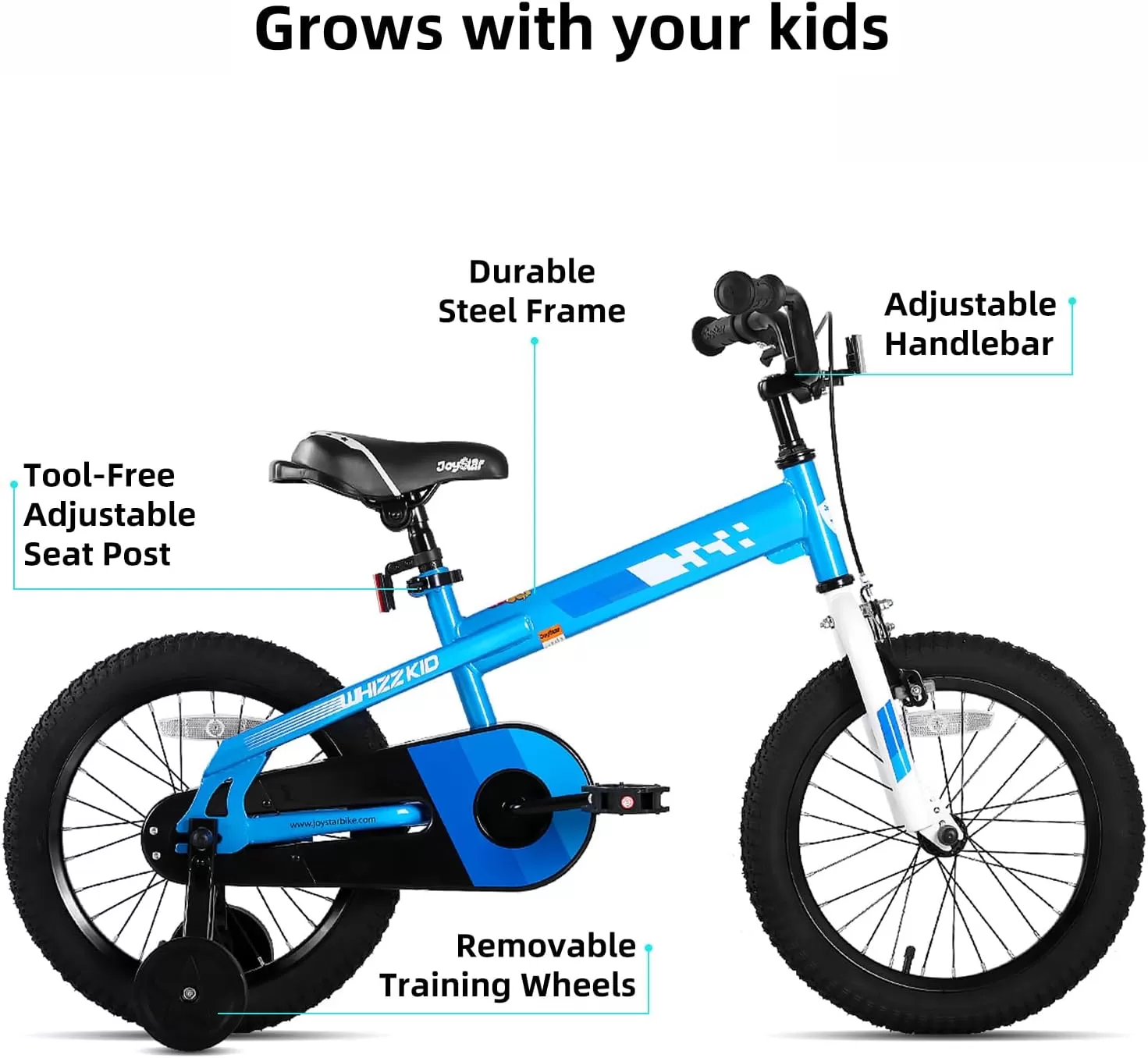imageJOYSTAR Whizz Kids Bike 12 14 16 18 Inch Kids Bicycle for Toddler and Kids Ages 29 Years Old BMX Style Boys Bike with Training Wheels Children Bicycles Multiple ColorsBlue