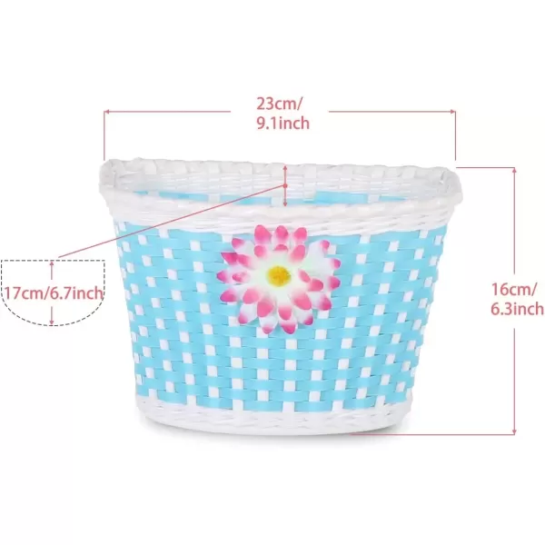 imageDRBIKE Kids Bike Basket for 12 14 16 inch Toddler Bike Replacement Girls Bike Basket with Flower or Bowknot Kids Bike AccessoriesBlue