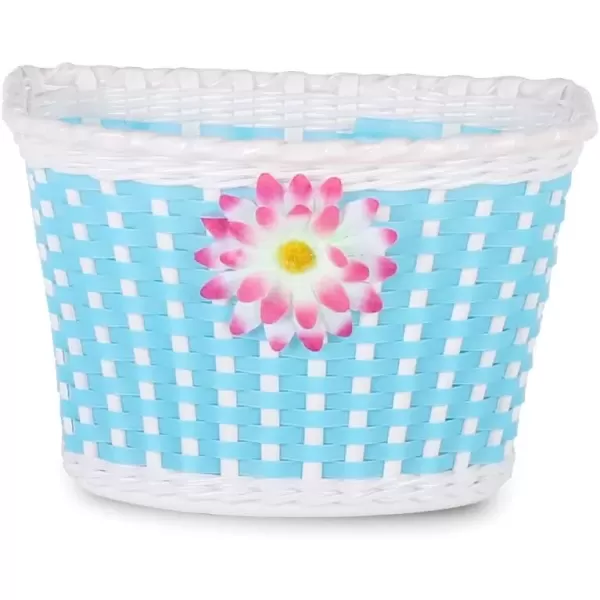 imageDRBIKE Kids Bike Basket for 12 14 16 inch Toddler Bike Replacement Girls Bike Basket with Flower or Bowknot Kids Bike AccessoriesBlue