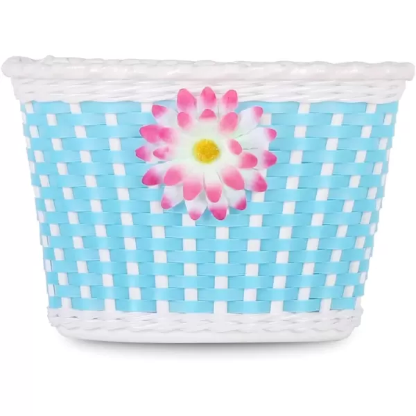 imageDRBIKE Kids Bike Basket for 12 14 16 inch Toddler Bike Replacement Girls Bike Basket with Flower or Bowknot Kids Bike AccessoriesBlue
