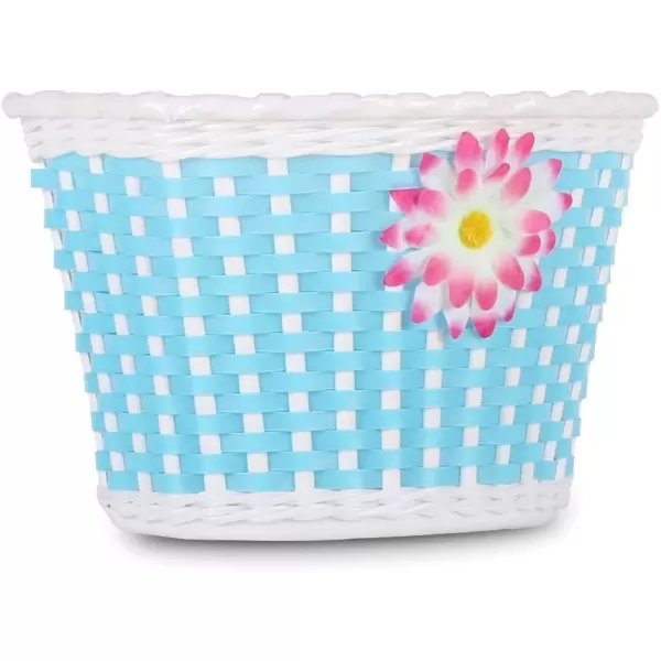 imageDRBIKE Kids Bike Basket for 12 14 16 inch Toddler Bike Replacement Girls Bike Basket with Flower or Bowknot Kids Bike AccessoriesBlue