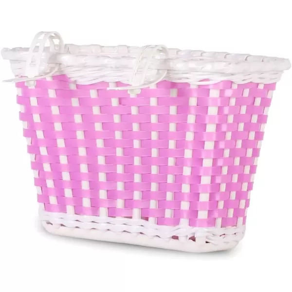 imageDRBIKE Kids Bike Basket for 12 14 16 inch Toddler Bike Replacement Girls Bike Basket with Flower or Bowknot Kids Bike AccessoriesPink