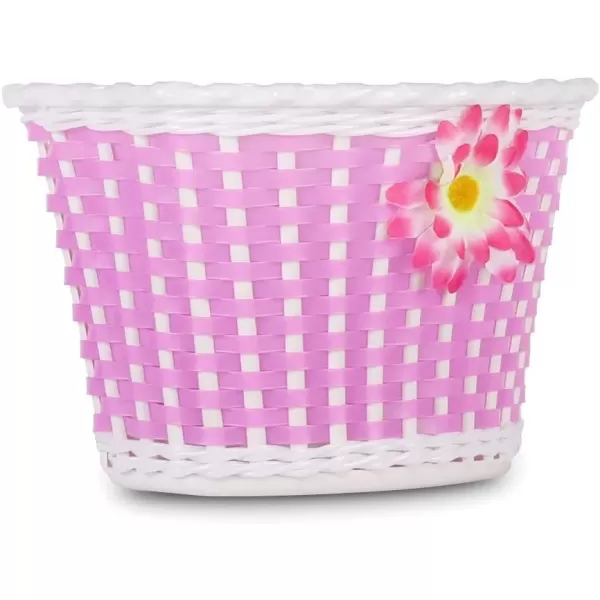 imageDRBIKE Kids Bike Basket for 12 14 16 inch Toddler Bike Replacement Girls Bike Basket with Flower or Bowknot Kids Bike AccessoriesPink