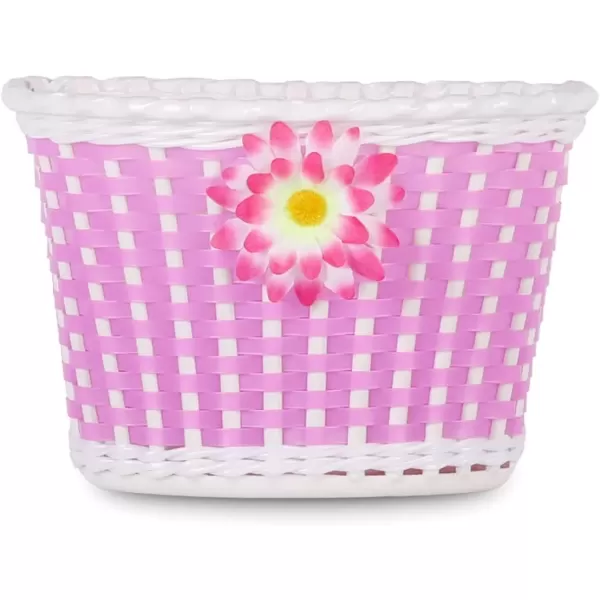 imageDRBIKE Kids Bike Basket for 12 14 16 inch Toddler Bike Replacement Girls Bike Basket with Flower or Bowknot Kids Bike AccessoriesPink