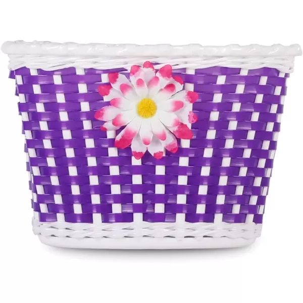 imageDRBIKE Kids Bike Basket for 12 14 16 inch Toddler Bike Replacement Girls Bike Basket with Flower or Bowknot Kids Bike AccessoriesPurple