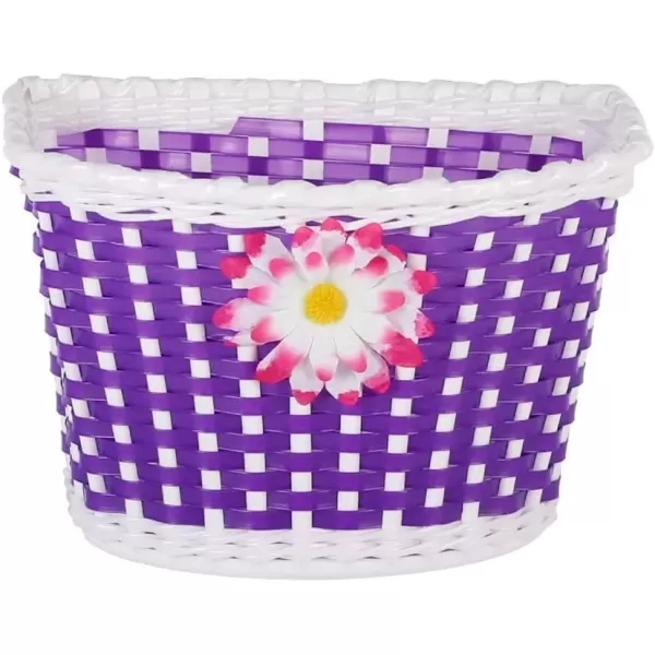 imageDRBIKE Kids Bike Basket for 12 14 16 inch Toddler Bike Replacement Girls Bike Basket with Flower or Bowknot Kids Bike AccessoriesPurple
