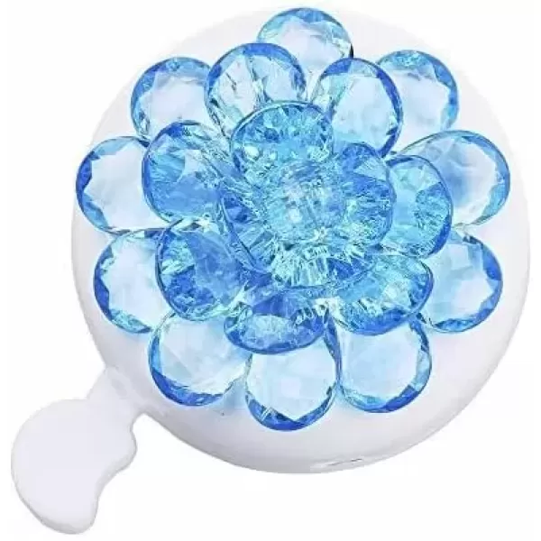 imageDRBIKE Kids Bike Bell for Girls Replacement Bicycle Handlebar Bell with Plastic Flower Cute Bike Safe Cycling Ring Horn Kids Bike AccessoriesCrystal Blue