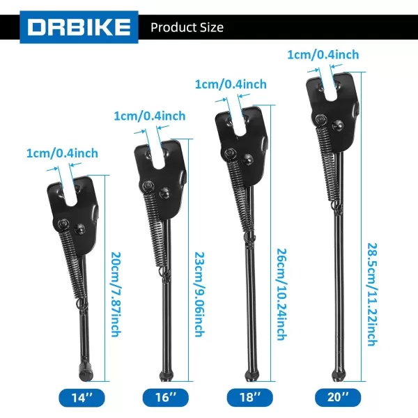 imageDRBIKE Kids Bike Kickstand for 14 16 18 20 Inch Kids Bike SingleSide Stand Rear Mount for Kids Bicycle Carbon Steel BlackFits for 14inch Kids Bike