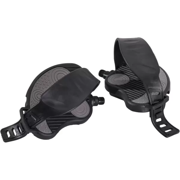 imageDRBIKE Replacement Bike Pedals with Straps for Indoor Stationary Bike Spin Bike Recumbent Exerciser Bicycle Black 1 Pair916 Inch Thread