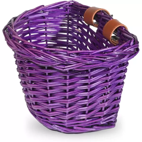 imageDRBIKE Wicker Kids Bike Basket for 1218 Inch Kids Bike Balance Bike Scooter Kids Bicycle Front Handlebar Wicker Baskets Kids Bike AccessoriesPurple Basket Fits for 1216 Inch Bike