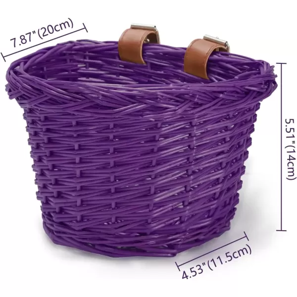 imageDRBIKE Wicker Kids Bike Basket for 1218 Inch Kids Bike Balance Bike Scooter Kids Bicycle Front Handlebar Wicker Baskets Kids Bike AccessoriesPurple Basket Fits for 1216 Inch Bike