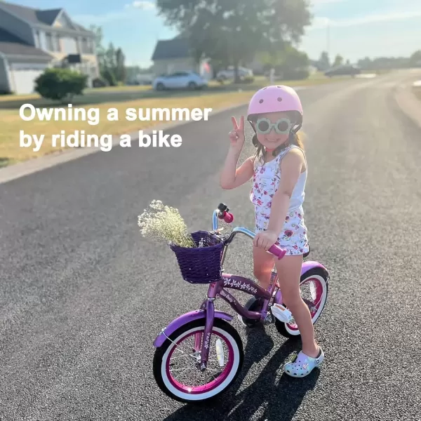 imageJOYSTAR 12 14 16 Inch Kids Cruiser Bike for Ages 27 Years Old Girls ampamp Boys Kids Bike with Training Wheels ampamp Coaster Brake Kids Cruiser Bicycles for ChildrenPink