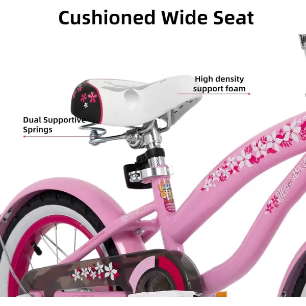 imageJOYSTAR 12 14 16 Inch Kids Cruiser Bike for Ages 27 Years Old Girls ampamp Boys Kids Bike with Training Wheels ampamp Coaster Brake Kids Cruiser Bicycles for ChildrenLight Pink