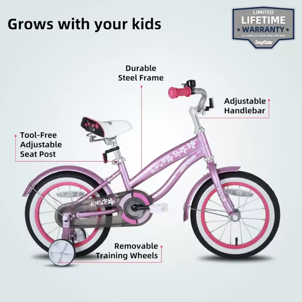imageJOYSTAR 12 14 16 Inch Kids Cruiser Bike for Ages 27 Years Old Girls ampamp Boys Kids Bike with Training Wheels ampamp Coaster Brake Kids Cruiser Bicycles for ChildrenPink
