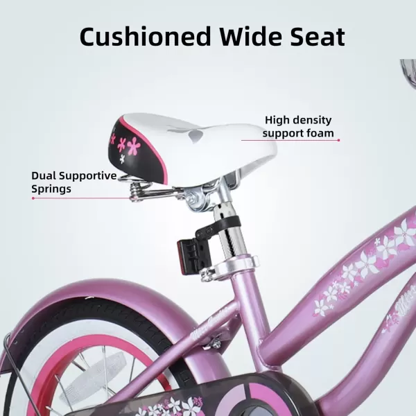 imageJOYSTAR 12 14 16 Inch Kids Cruiser Bike for Ages 27 Years Old Girls ampamp Boys Kids Bike with Training Wheels ampamp Coaster Brake Kids Cruiser Bicycles for ChildrenPink