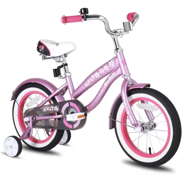 imageJOYSTAR 12 14 16 Inch Kids Cruiser Bike for Ages 27 Years Old Girls ampamp Boys Kids Bike with Training Wheels ampamp Coaster Brake Kids Cruiser Bicycles for ChildrenPink