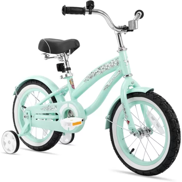 imageJOYSTAR 12 14 16 Inch Kids Cruiser Bike for Ages 27 Years Old Girls ampamp Boys Kids Bike with Training Wheels ampamp Coaster Brake Kids Cruiser Bicycles for ChildrenGreen