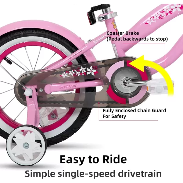 imageJOYSTAR 12 14 16 Inch Kids Cruiser Bike for Ages 27 Years Old Girls ampamp Boys Kids Bike with Training Wheels ampamp Coaster Brake Kids Cruiser Bicycles for ChildrenLight Pink