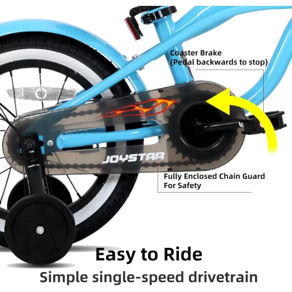 imageJOYSTAR 12 14 16 Inch Kids Cruiser Bike for Ages 27 Years Old Girls ampamp Boys Kids Bike with Training Wheels ampamp Coaster Brake Kids Cruiser Bicycles for ChildrenBlue