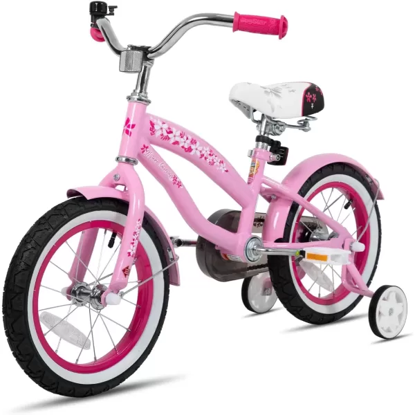 imageJOYSTAR 12 14 16 Inch Kids Cruiser Bike for Ages 27 Years Old Girls ampamp Boys Kids Bike with Training Wheels ampamp Coaster Brake Kids Cruiser Bicycles for ChildrenLight Pink