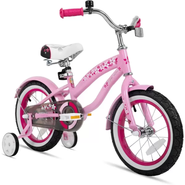 imageJOYSTAR 12 14 16 Inch Kids Cruiser Bike for Ages 27 Years Old Girls ampamp Boys Kids Bike with Training Wheels ampamp Coaster Brake Kids Cruiser Bicycles for ChildrenLight Pink